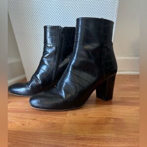 Sezane Lea Boots Black Croc Leather Size 39/ US 8